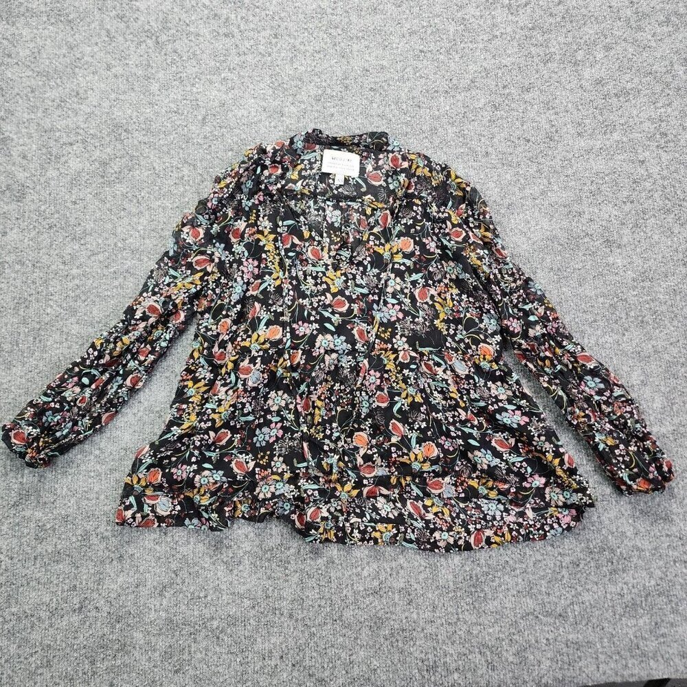 McGuire Denim Viscose Floral‎ Peasant Boho Blouse Size XS Tassels REVOLVE